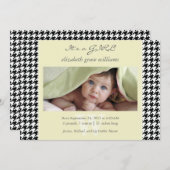 千鳥格子のな誕生の発表 案内状 (正面/裏面)