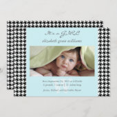 千鳥格子のな誕生の発表 案内状 (正面/裏面)