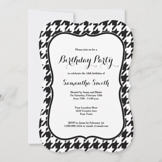 千鳥格子のな誕生会 招待状 (正面)