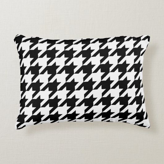 千鳥格子のクラシック織白黒 アクセントクッション (正面)