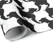 千鳥格子のスタイルテサレーション黒犬シルエット ラッピングペーパー (ロールコーナー)