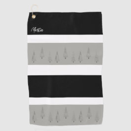 千鳥格子のパターン(の模様が)ある木モノグラムの ゴルフタオル