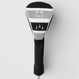 千鳥格子のパターン(の模様が)ある木モノグラムの ゴルフヘッドカバー