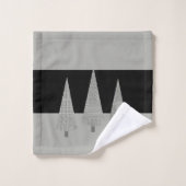 千鳥格子のパターン（の模様が）ある木モノグラムの バスタオルセット (ウォッシュタオル)