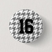 千鳥格子のモダンDots Sports Team Player NUMBER 缶バッジ (正面)