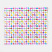 千鳥格子の数々の色+白パターン フリースブランケット (正面(横))