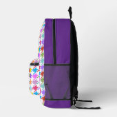 千鳥格子の数々の色+白パターン プリントバックパック (右)