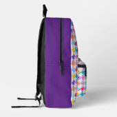 千鳥格子の数々の色+白パターン プリントバックパック (左)