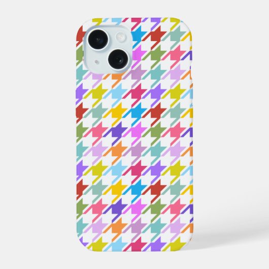 千鳥格子の数々の色+白パターン iPhone 15ケース (裏面)