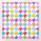 千鳥格子の数々の色+白ビッグパターン ガラスコースター (正面)