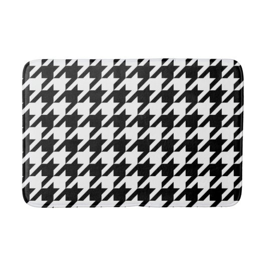 千鳥格子の白黒のパターン バスマット (正面)