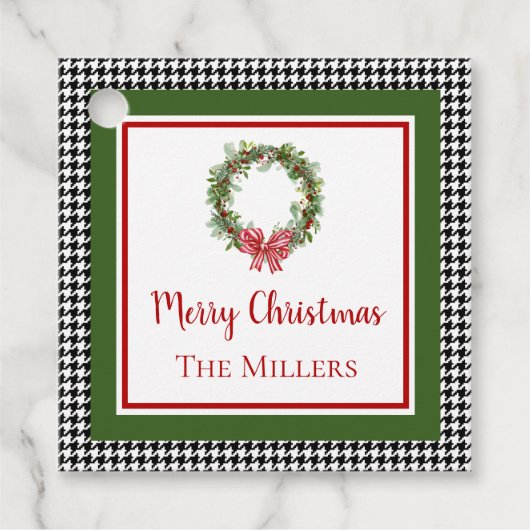 千鳥格子の縁どメッセージカード フェイバータグ (正面)