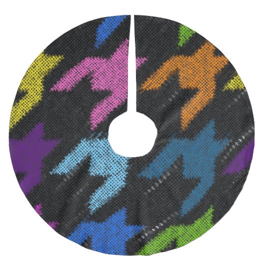 千鳥格子の：ざらざらしたキャンバスの模倣。 ブラッシュドポリエステルツリースカート (正面)