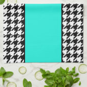 千鳥格子の,ティール(緑がかった色),白黒市松模様に キッチンタオル (折り畳み)