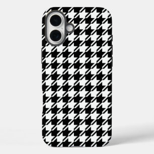 千鳥格子のBW文字パターン iPhone 16 PLUSケース
