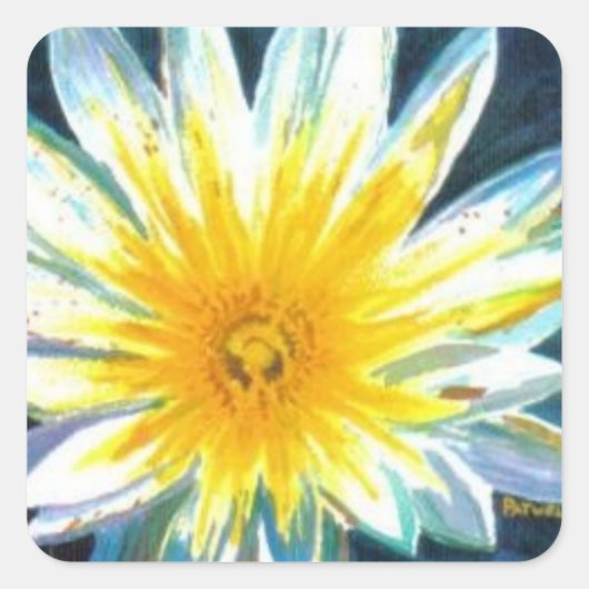 午前の明るい白い黄色の花の真夜中 スクエアシール (正面)