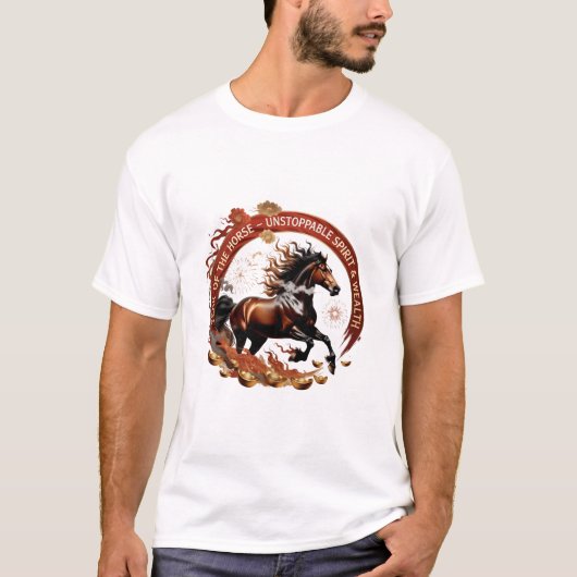 午年の炎、干支のギフト Tシャツ (正面)