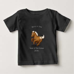 午年生まれ ブラック ベビーTシャツ