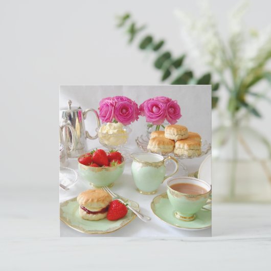 午後のお茶のカスタマイズ可能な正方形の招待状 招待状 (スタンド正面)