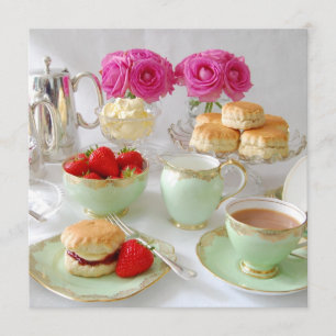 午後のお茶のカスタマイズ可能な正方形の招待状 招待状