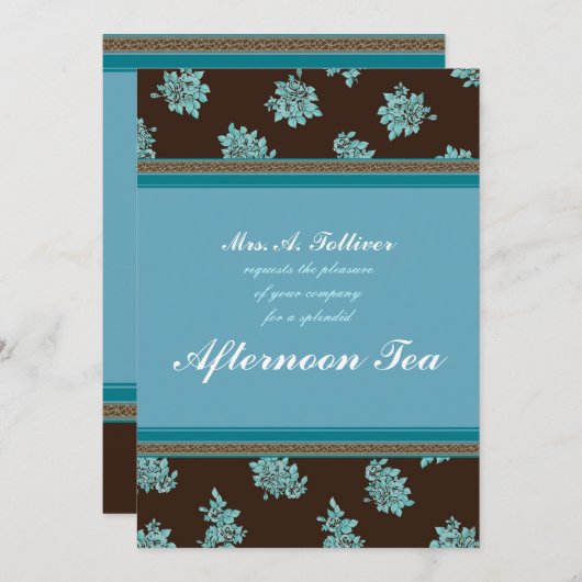 午後のお茶のモダンなChintzの招待状 招待状 (正面/裏面)