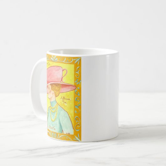 午後のお茶の女性 コーヒーマグカップ (正面左)