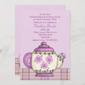 午後のお茶の誕生日のパーティの招待状 招待状 (正面/裏面)