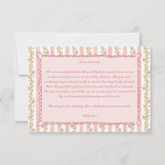 午後のお茶パーティー大千年の赤ちゃんシャワー サンキューカード (裏面)