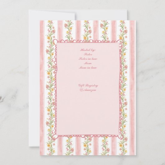 午後のお茶パーティー大千年の赤ちゃんシャワー 招待状 (裏面)