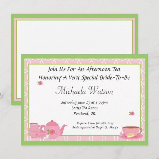 午後のお茶 招待状 (正面/裏面)