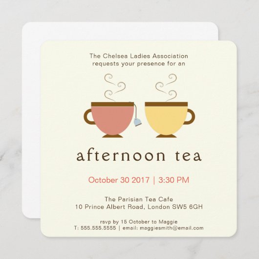 午後のお茶 招待状 (正面/裏面)