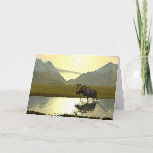 午後のアメリカヘラジカ カード (正面)