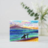 午後のサーフレッスンラハイナ ポストカード (スタンド正面)