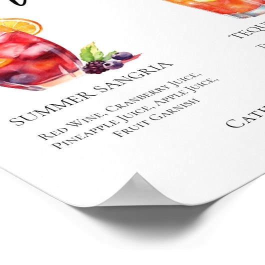 午後のシグナ結婚ニチャカクテルメニュー ポスター (角)