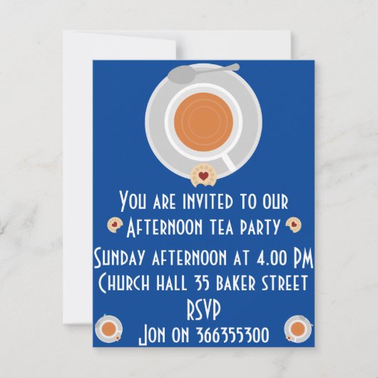 午後のティーパーティーへの招待 招待状 (正面)