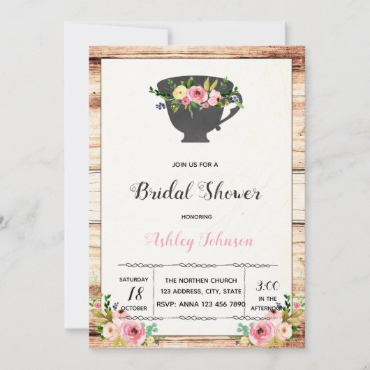 午後のティーパーティーへの招待 招待状 (正面)