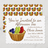 午後のティーパーティー 誕生日  ブライダルシャワー タルト 招待状 (正面/裏面)
