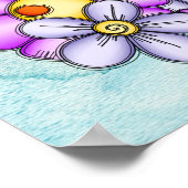 午後の喜び水の色のドードルフラワーポスター ポスター (角)