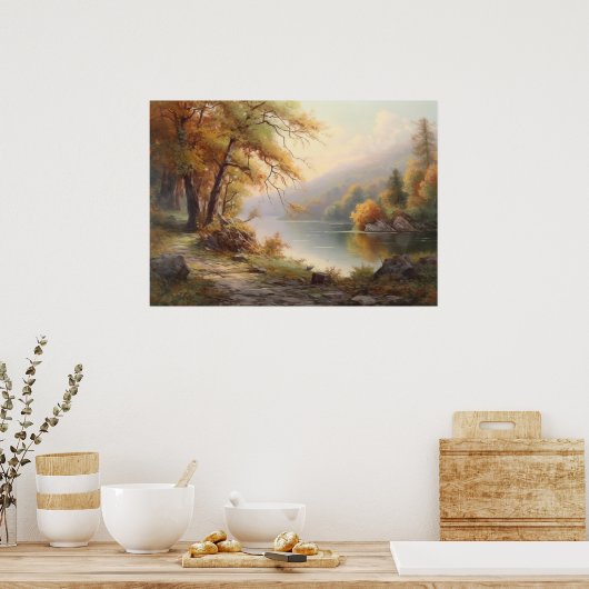 午後の川岸を散歩する ポスター (キッチン)