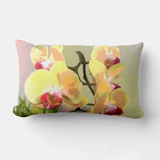 午後の日に黄色の蘭 ランバークッション (正面)