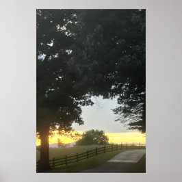 午後の曇り空の夕焼け ポスター