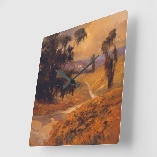 午後の歩行II スクエア壁時計 (傾斜)