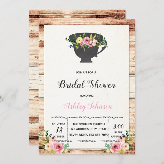 午後の紅茶パーティー招待状 招待状 (正面/裏面)