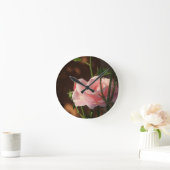 午後独身のにピンク色のバラ ラウンド壁時計 (ホーム)