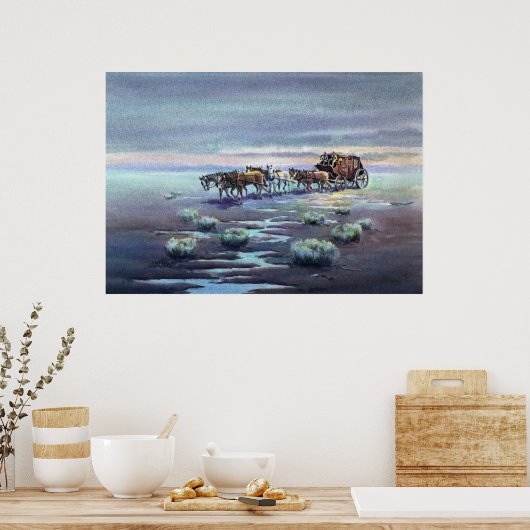 午後遅くスタージコーチバイシャロンSHARON SHARPE ポスター (キッチン)