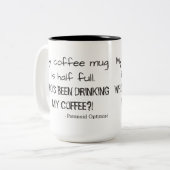 半おもしろい引用文偏執的楽観主義者 ツートーンマグカップ (正面左)