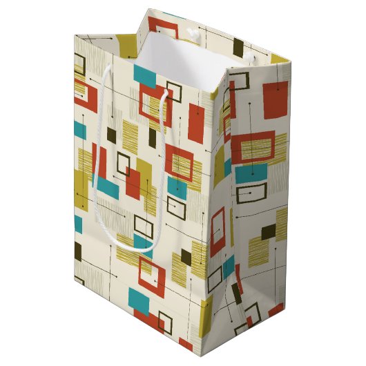 半エレガント世紀カラフル幾何学模様 ミディアムペーパーバッグ (正面アングル)
