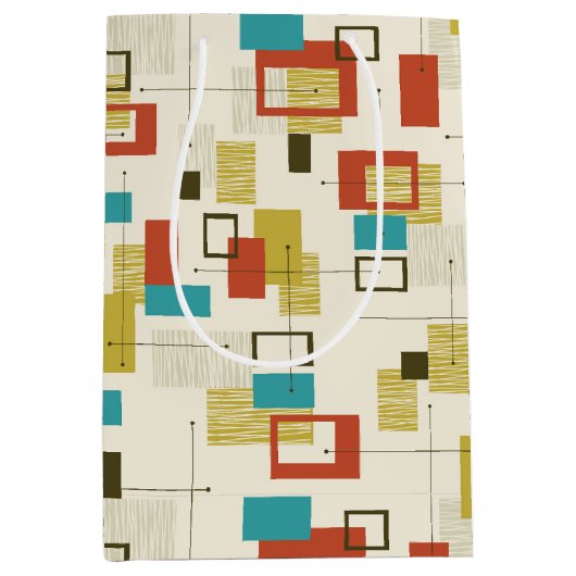 半エレガント世紀カラフル幾何学模様 ミディアムペーパーバッグ (正面)