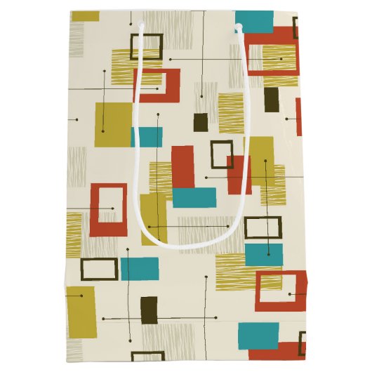 半エレガント世紀カラフル幾何学模様 ミディアムペーパーバッグ (裏面)