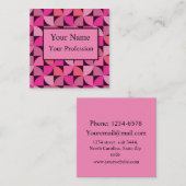 半カスタム世紀の幾何モダンパターンのピンク スクエア名刺 (正面/裏面)
